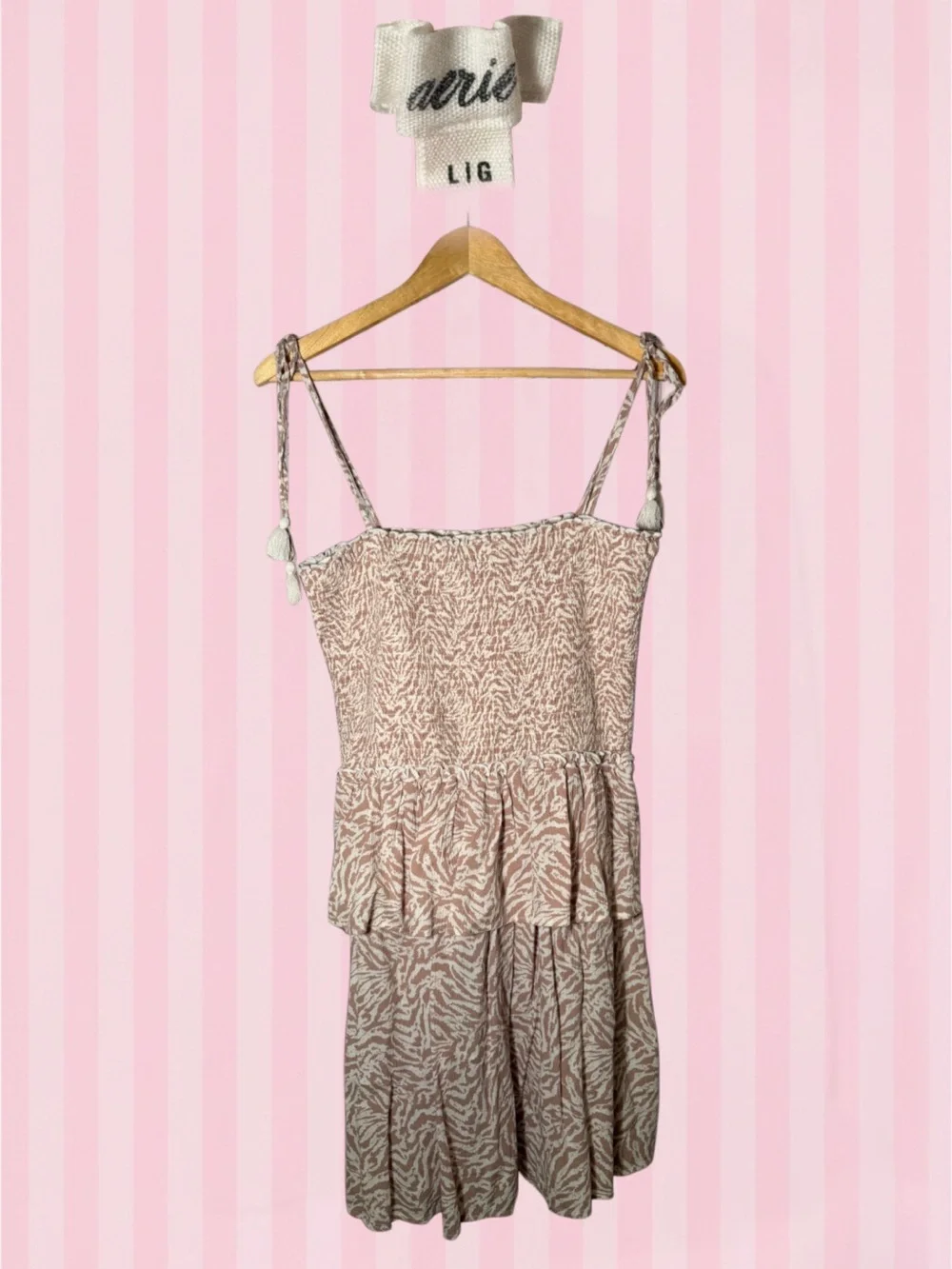 aerie brown zebra Printed Tie-Strap Tiered Chemise